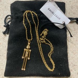 Baublebar gold tone robot pendant faux pearls